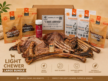 Light Chewer Large Box — 12 Ostrich Treats for Gentle Chewers