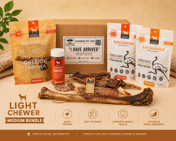 Light Chewer Medium Box — 8 Ostrich Treats for Gentle Chewers