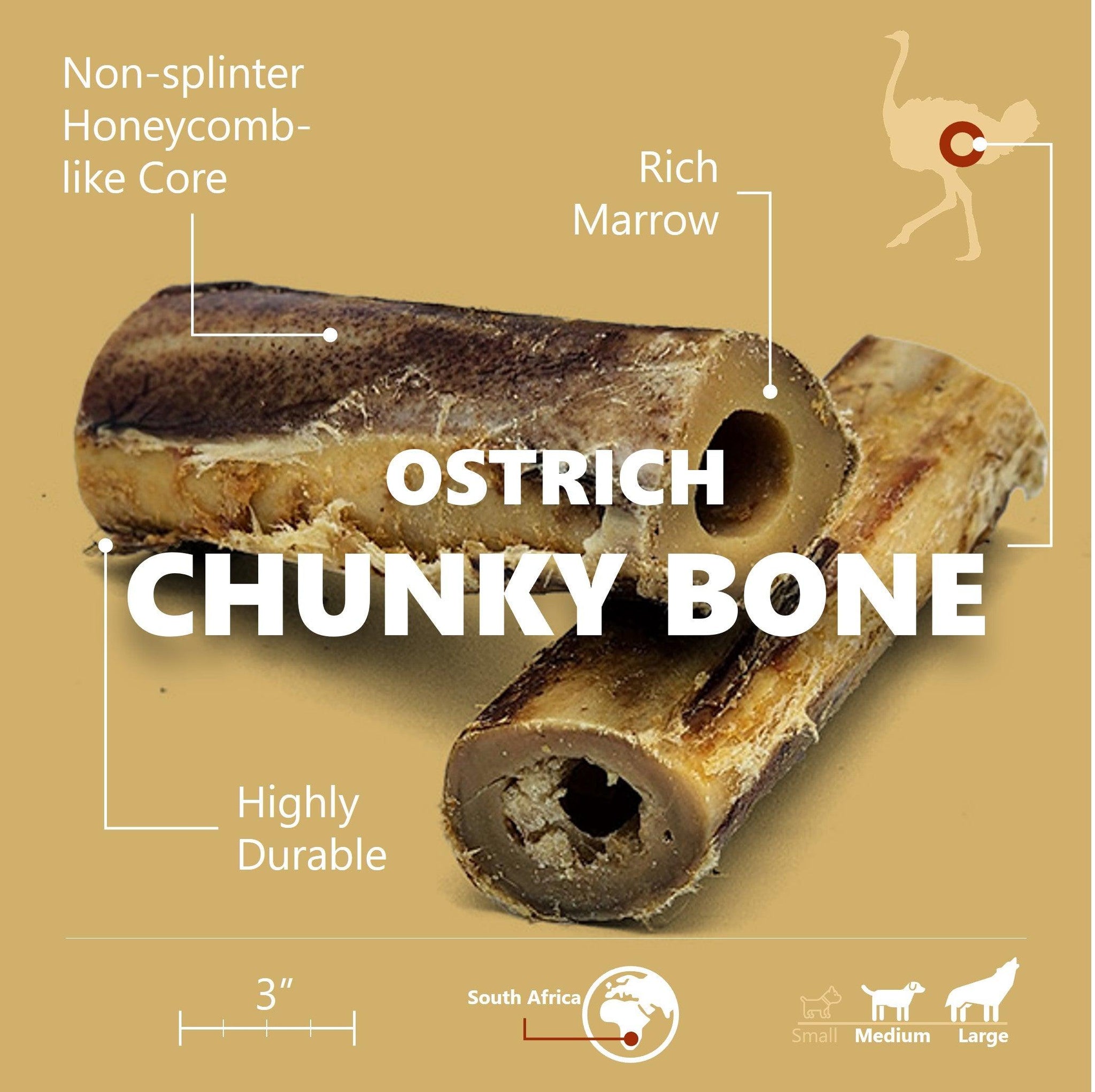 Splinter-Free Ostrich Chunky Bones. Long-lasting, Natural Dog Gnaw Tre ...
