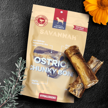 Ostrich Chunky Bones (4" x 2" - 2 Pack): The Long-Lasting, Flavor-Packed Bones for Small to Medium Dogs